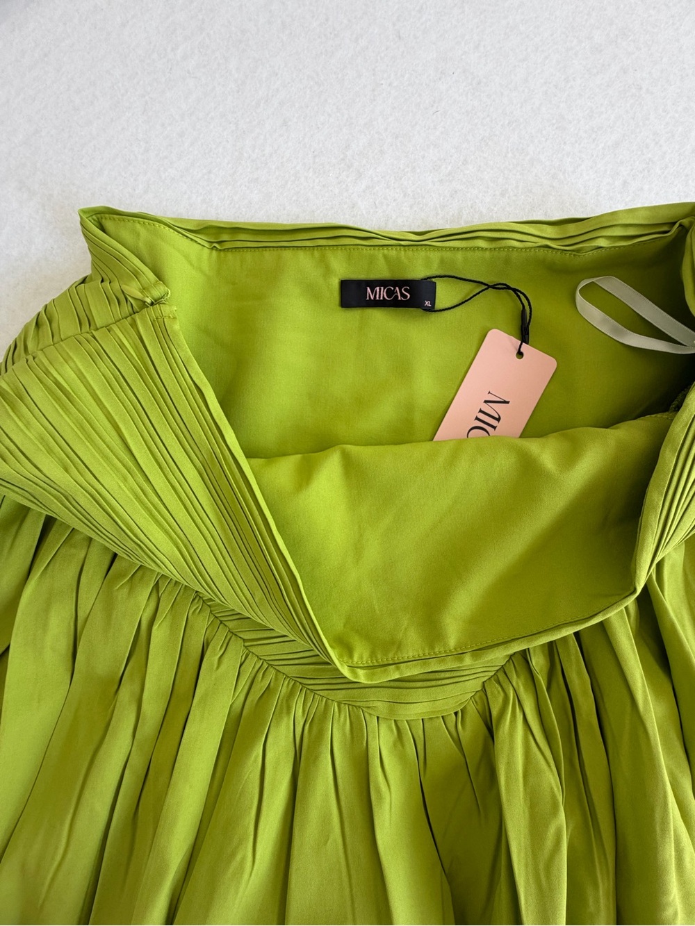 MICAS Lime Green Pleated Crop Top & Matching Skirt Set - Picture 8 of 13
